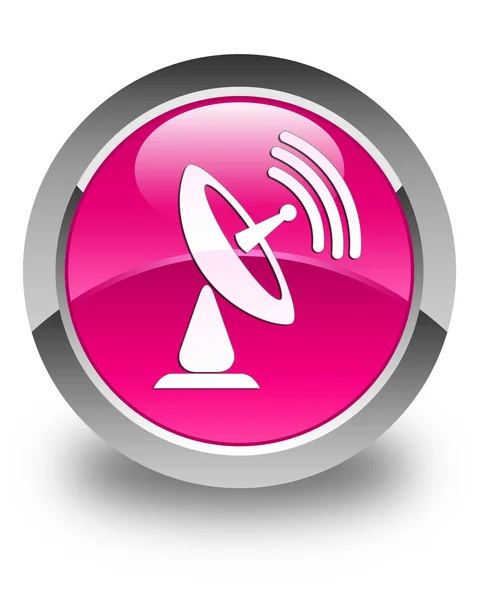 Satelitní mísa ikonu lesklé růžové kulaté tlačítko — Stock fotografie