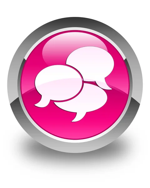 コメント アイコン光沢のある丸いボタン ピンク — ストック写真