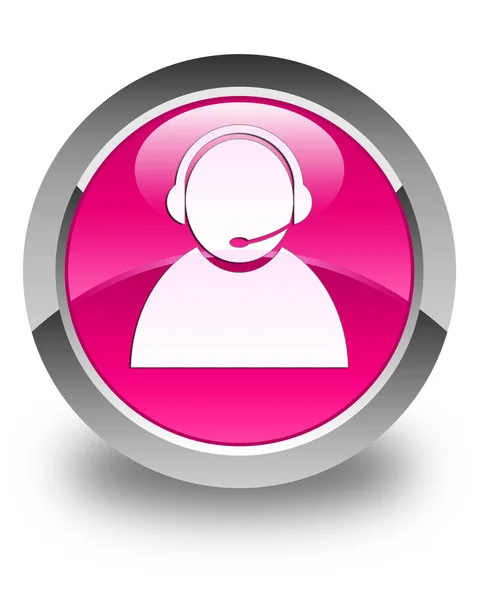 Customer care icon glossy pink round button — Stock Photo, Image