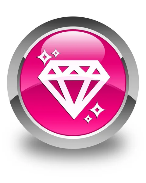 Diamante icono brillante botón redondo rosa — Foto de Stock