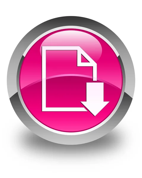 Letöltés dokumentum ikon fényes rózsaszín kerek gomb — Stock Fotó