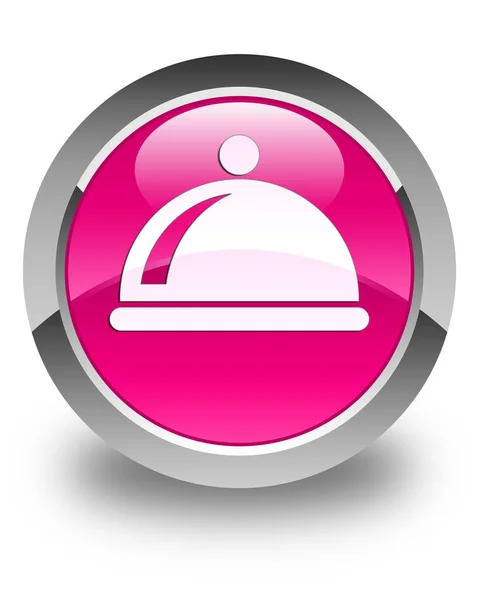 Τροφή πιάτο γυαλιστερό ροζ στρογγυλό κουμπί εικονίδιο — Φωτογραφία Αρχείου