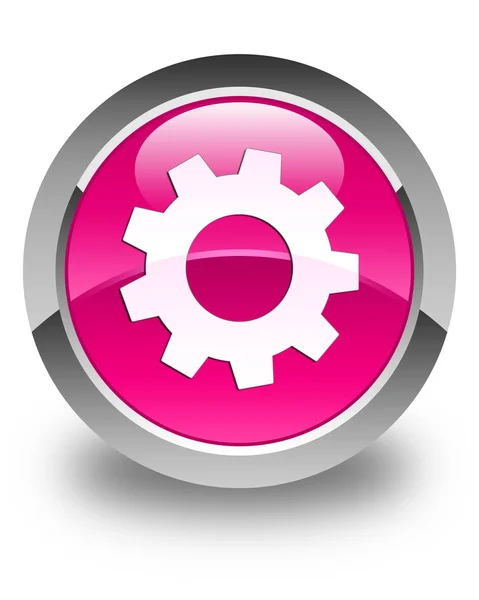 Proces ikonu lesklé růžové kulaté tlačítko — Stock fotografie