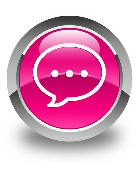 Talk bubble icon glossy pink round button — Stock Photo, Image