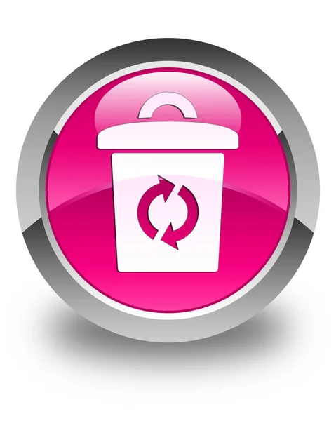 Trash icon glossy pink round button — Stock Photo, Image