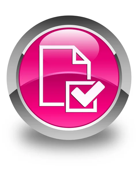 Checkliste Symbol glänzend rosa runden Knopf — Stockfoto