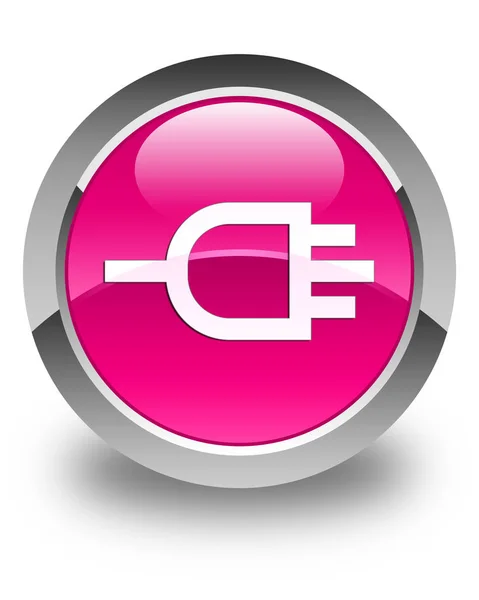 Conectar ícone rosa brilhante botão redondo — Fotografia de Stock