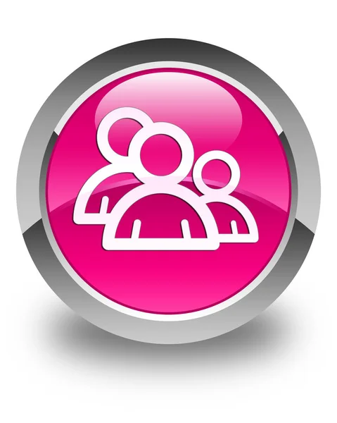 Group icon glossy pink round button
