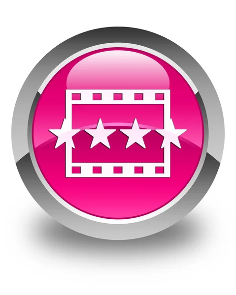 Film reviews pictogram glanzende roze ronde knop — Stockfoto