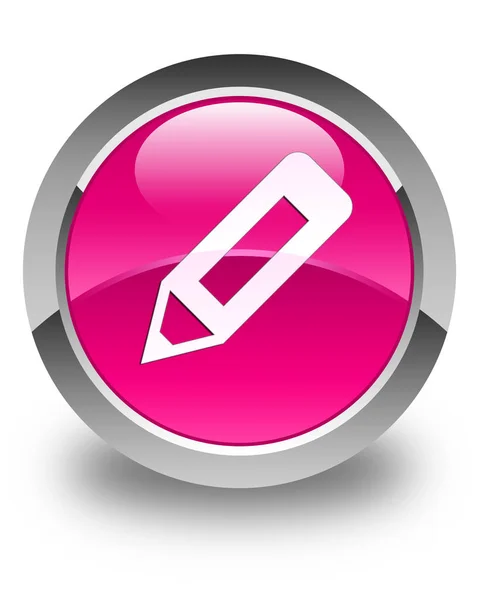 Pencil icon glossy pink round button