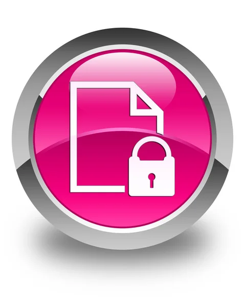 Безпечна піктограма документа глянцева рожева кругла кнопка — стокове фото