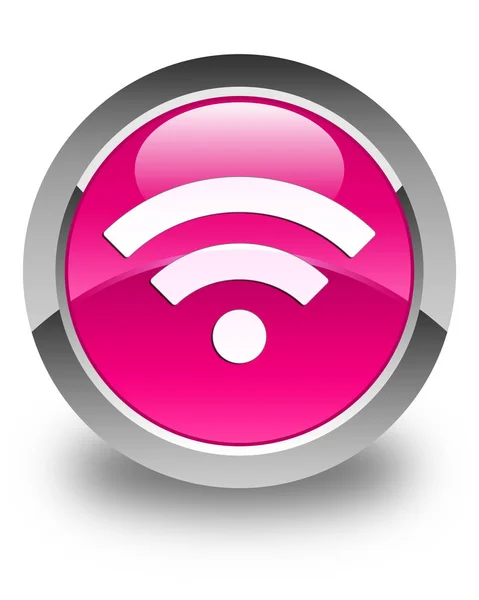 Wifi icon glossy pink round button