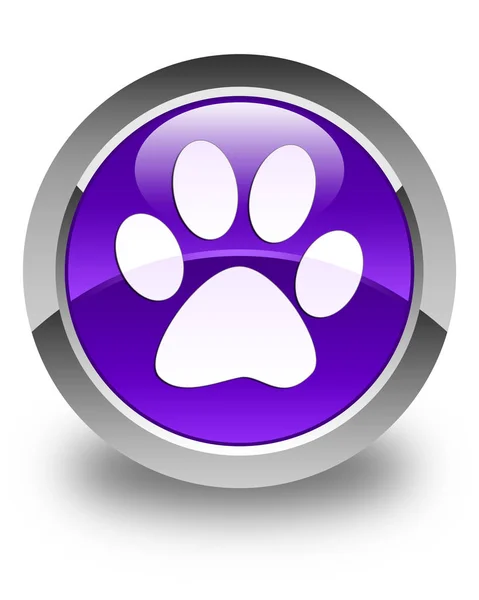 Icono de huella animal brillante botón redondo púrpura —  Fotos de Stock
