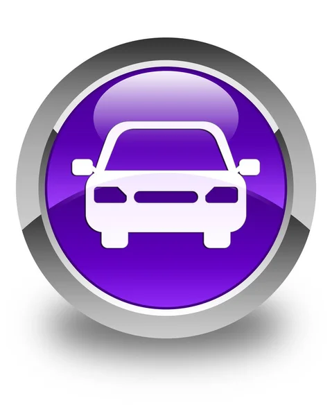Icono del coche brillante botón redondo púrpura — Foto de Stock