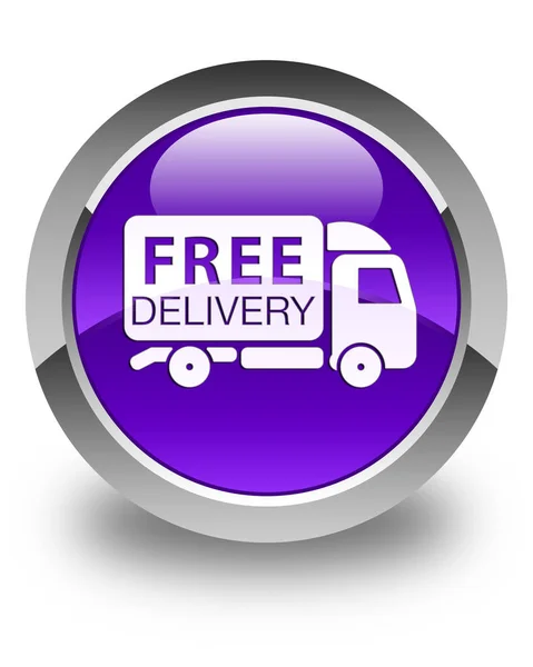 Bezpłatna dostawa ciężarówka ikona błyszczący fioletowy okrągły przycisk — Zdjęcie stockowe