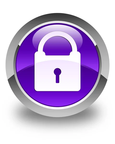 Kłódki ikona błyszczący fioletowy okrągły przycisk — Zdjęcie stockowe