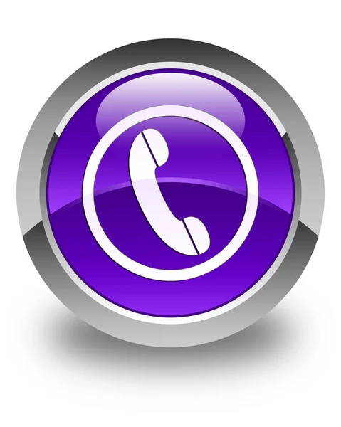 Phone icon glossy purple round button — Stock Photo, Image