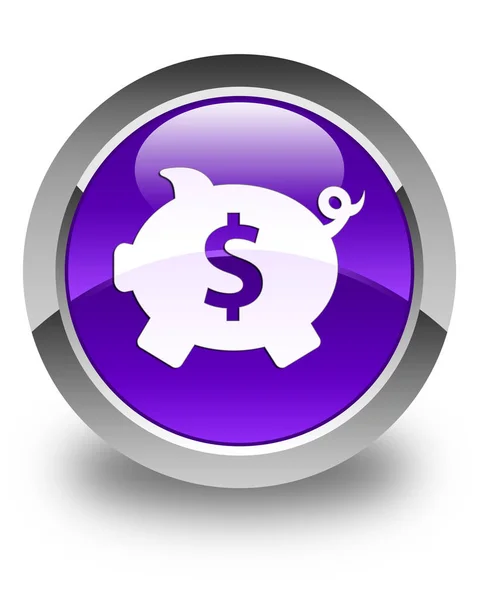 Piggy bank dollar sign icon glossy purple round button — Stock Photo, Image