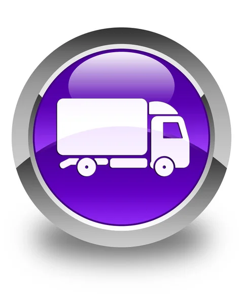 Icône camion bouton rond violet brillant — Photo