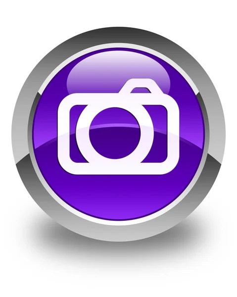 Icona della fotocamera pulsante rotondo viola lucido — Foto Stock