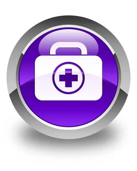 First aid kit icon glossy purple round button — Stock Photo, Image