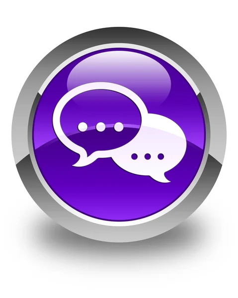 Beszélgetés buborék ikon fényes lila kerek gomb — Stock Fotó