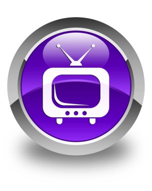 TV simgesi parlak mor yuvarlak düğmesi