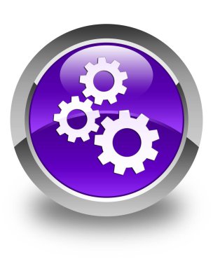 Gears'ı simgesi parlak mor yuvarlak düğmesi