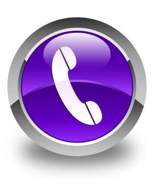 Telefon simgesi parlak mor yuvarlak düğme