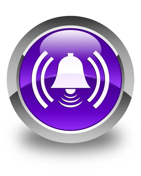 アラーム アイコン光沢のある紫色の丸いボタン — ストック写真