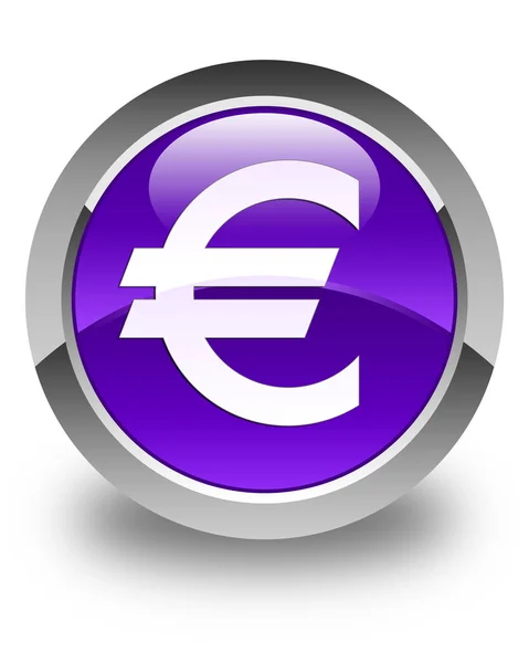 欧元符号图标光泽紫色圆形按钮 — 图库照片