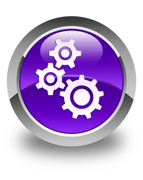 Icono de engranajes brillante botón redondo púrpura — Foto de Stock