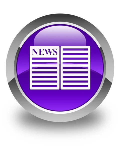 Newspaper icon glossy purple round button — Stock Photo, Image