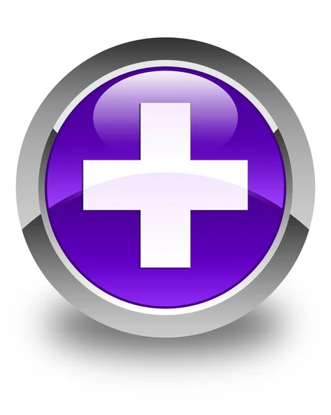 Plus icon glossy purple round button — Stock Photo, Image