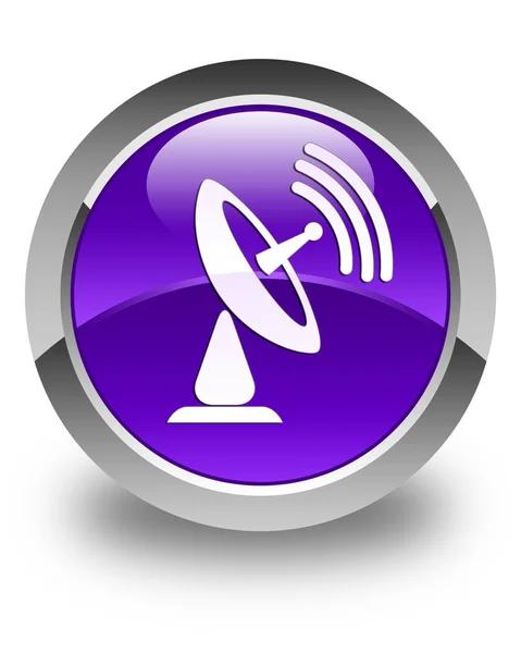 Satelitní mísa ikonu lesklé fialové kulaté tlačítko — Stock fotografie