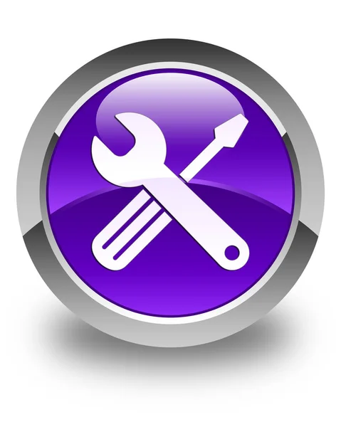 Herramientas icono brillante púrpura botón redondo —  Fotos de Stock