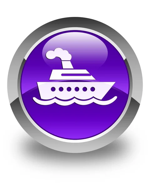 Cruise schip glanzende paarse ronde knoop van het pictogram — Stockfoto