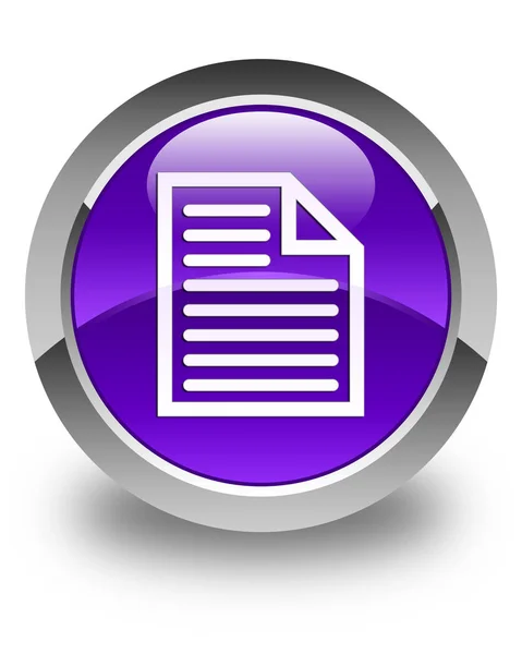 Піктограма сторінки документа глянцева фіолетова кругла кнопка — стокове фото