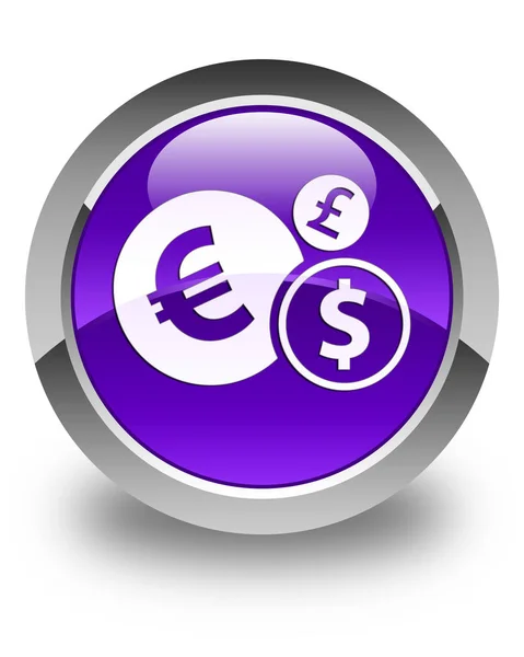 Піктограма фінансів глянцева фіолетова кругла кнопка — стокове фото