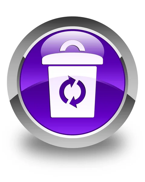 Trash icon glossy purple round button