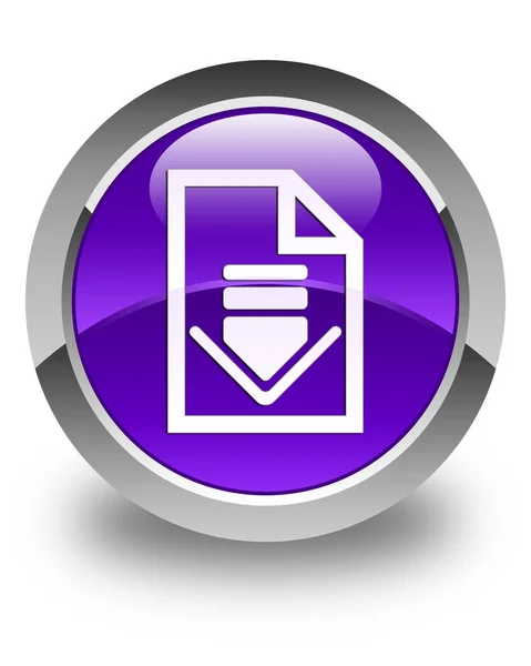 ドキュメント アイコン光沢のある紫色の丸いボタンをダウンロードします。 — ストック写真