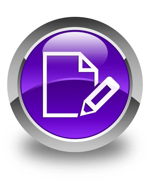 Edit document icon glossy purple round button — Stock Photo, Image