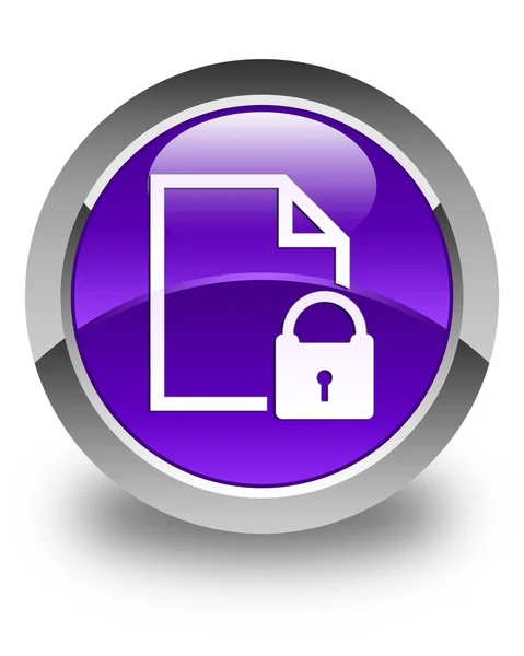 安全文档图标有光泽的紫色圆形按钮 — 图库照片