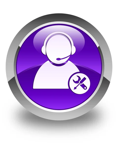 Технічна піктограма підтримки глянцева фіолетова кругла кнопка — стокове фото
