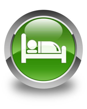Otel yatak kutsal kişilerin resmi parlak yumuşak yeşil yuvarlak düğme
