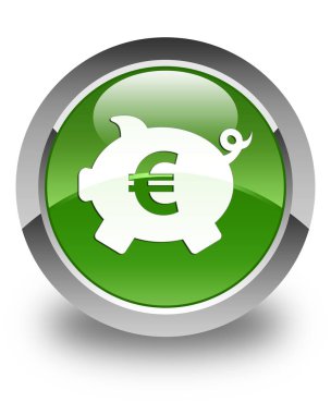 Kumbara euro işareti simgesi parlak yumuşak yeşil yuvarlak düğmesi