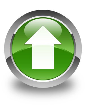 Ok simgesi parlak yumuşak yeşil yuvarlak düğmesini upload