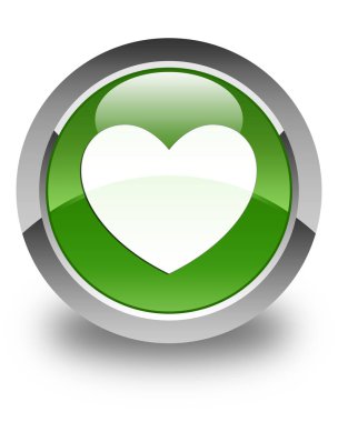 Kalp simgesi parlak yumuşak yeşil yuvarlak düğme