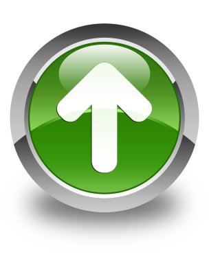 Ok simgesi parlak yumuşak yeşil yuvarlak düğmesini upload