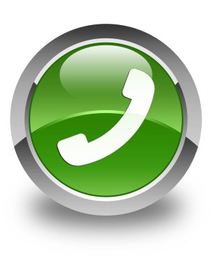 Telefon simgesi parlak yumuşak yeşil yuvarlak düğme